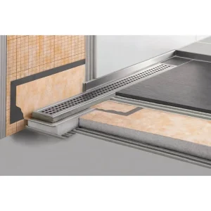 Schluter-KERDI-LINE Brushed Stainless Steel Linear Grate Kit | 1-1/8″ (30mm) / 19-11/16″ (50 cm) / S - view 2