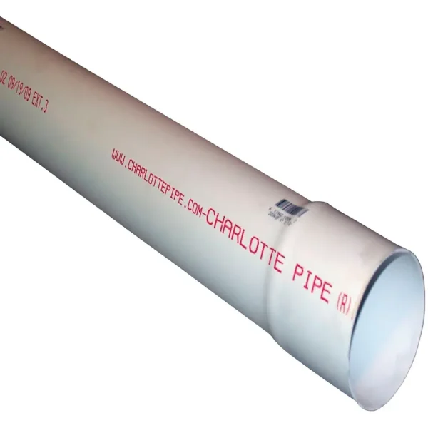 Charlotte Pipe 4 In. x 10 Ft. PVC Drain and Sewer Pipe, Belled End