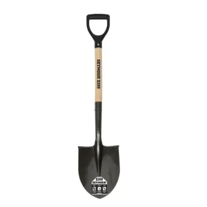 16 Ga. Round Point Shovel, 26″ Hardwood Handle, Black Poly D-Grip