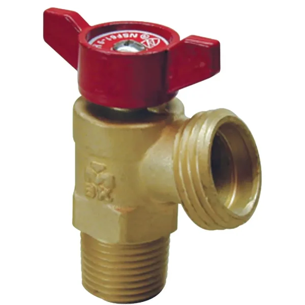 ProLine Brass Boiler Drain Quarter Turn, 1/2 In. MIP x 3/4 In. Hose Thread