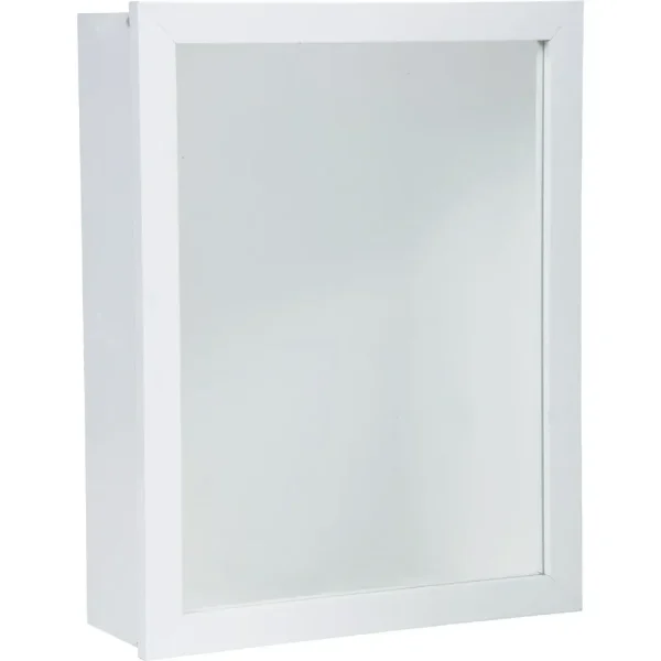 Zenith White Single Mirror Mount Framed Medicine Cabinet, 16 x 22 in
