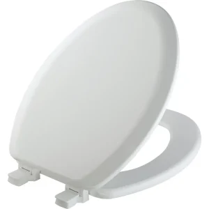 Mayfair Elongated White Wood Toilet Seat