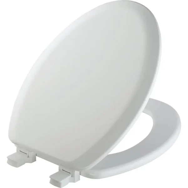 Mayfair Elongated White Wood Toilet Seat