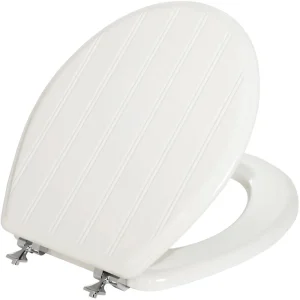 Mayfair Round White Cottage Wood Toilet Seat