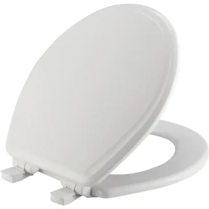 Mayfair Kendall Round Closed White Enameled Wood Toilet Seat