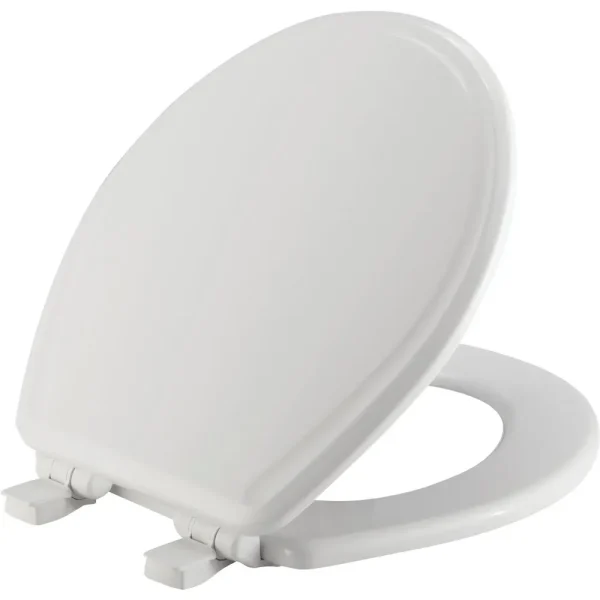 Mayfair Kendall Round Closed White Enameled Wood Toilet Seat