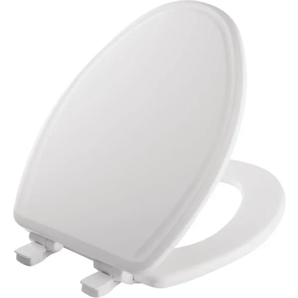 Mayfair Kendall Enlongated White Enameled Wood Toilet Seat