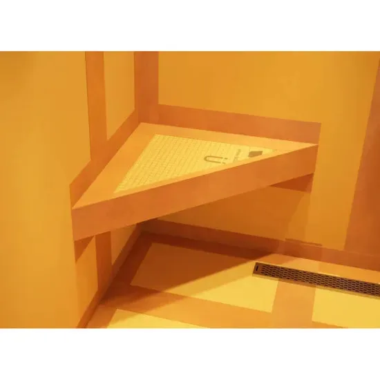 The Original Floating Corner Shower Bench Kit with Orange XPS Waterproof Board | 18″ x 18″