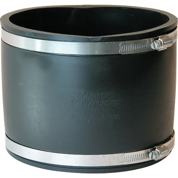 Fernco Plastic to Plastic PVC Flexible Coupling, 6 In. x 6 In