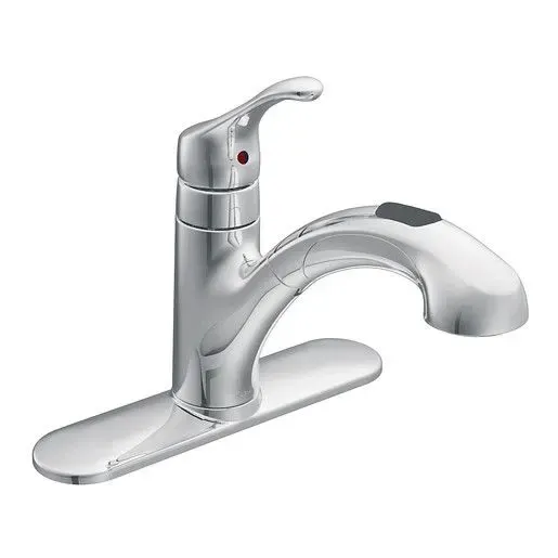 Moen Renzo Chrome One Handle Low Arc Pullout Kitchen Faucet