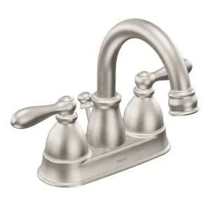 Moen Caldwell Brushed Nickel Two Handle High Arc Bathroom Faucet with Pop Up