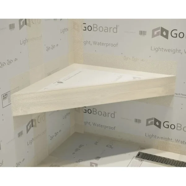 The Original Floating Corner Shower Bench Kit with GoBoard | 18″ x 18″