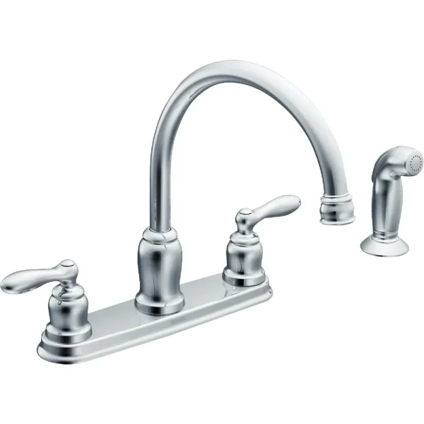 Moen Caldwell Double Handle Kitchen Faucet with Matching Side Sprayer