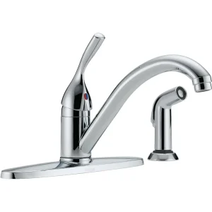 Delta Classic Chrome Single Handle Kitchen Faucet with Spray