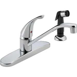 Peerless Single Lever Kitchen Faucet with Black Side Sprayer, Chrome