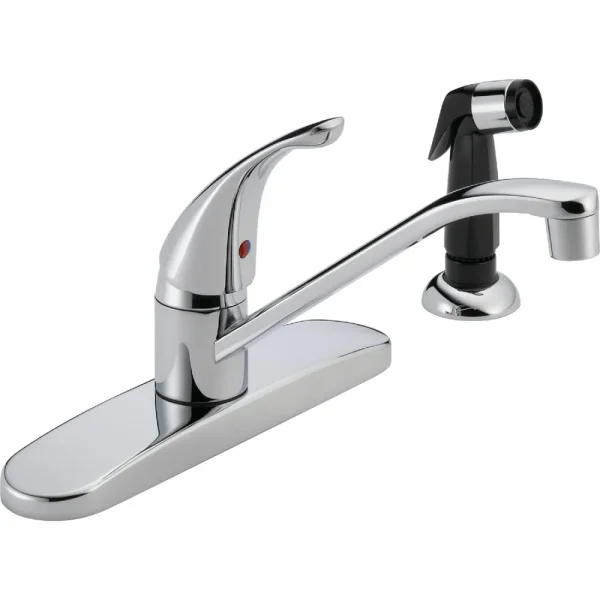 Peerless Single Lever Kitchen Faucet with Black Side Sprayer, Chrome
