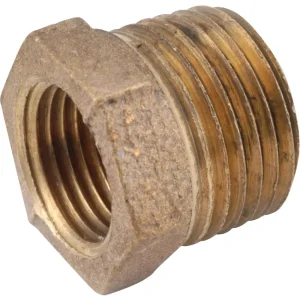 Anderson Metals Red Brass Hex Reducing Bushing, 1-1/4 In. MPT x 1 In. FPT