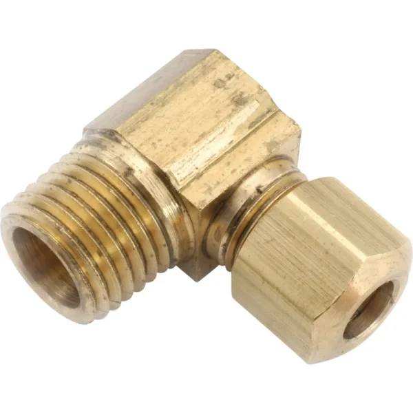 Anderson Metals Male 90 Deg. Compression Brass Elbow, 5/8 In. x 1/2 In