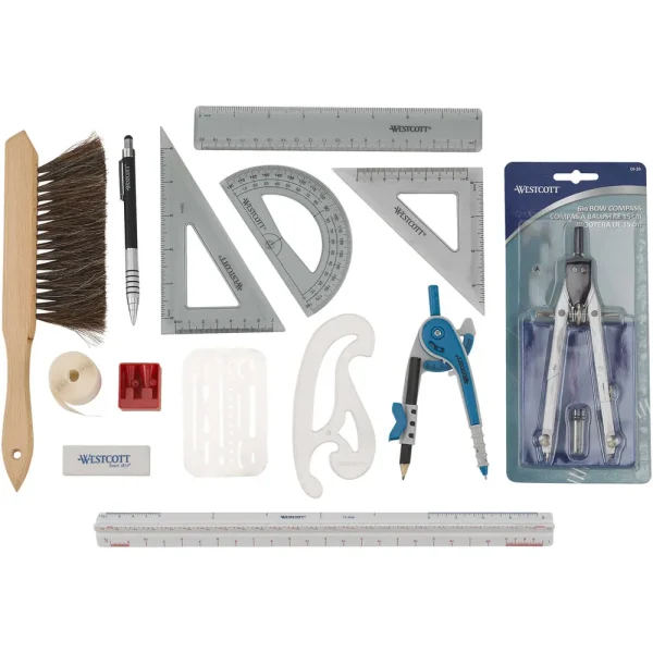Westcott® Model 16367 15-Piece Architectural Drafting Set