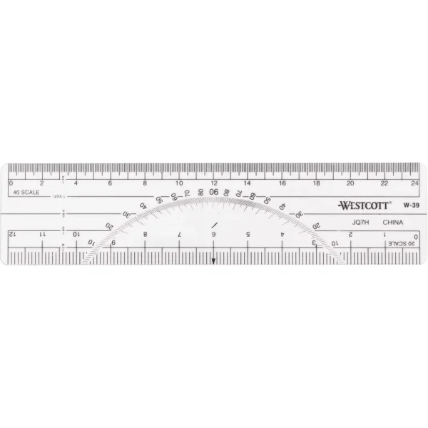 Westcott® Model W-39 Protractor/Scale Ruler