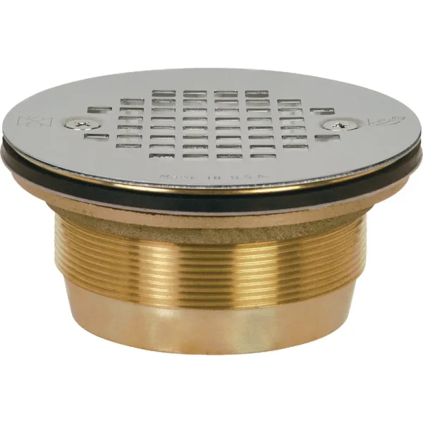 Cast No-Caulk Shower Drain with Stainless Steel Strainer