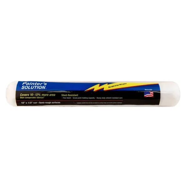 Midwest Rake 18″ Painters Solution Roller Cover, 3/8″ Nap. w End Caps