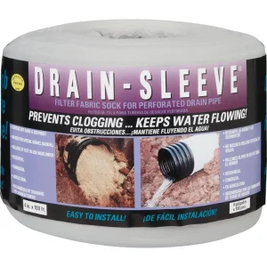 Drain-Sleeve Filter Fabric Sock, 4 In. W x 100 Ft. L