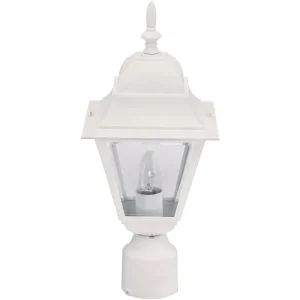 Home Impressions White Incandescent Post Light Fixture, 16.75 in