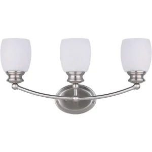 Home Impressions Palms Brushed Nickel 3 Light Vanity Bath Light Bar, 21.5 in