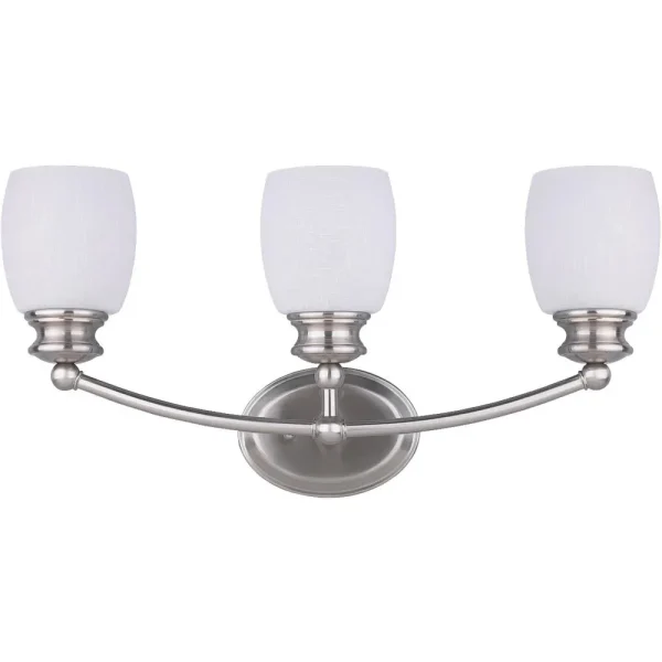 Home Impressions Palms Brushed Nickel 3 Light Vanity Bath Light Bar, 21.5 in
