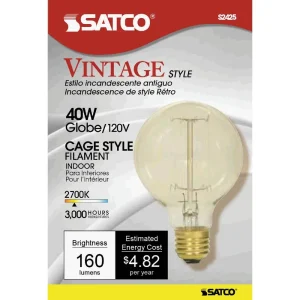 Satco 40 Watt G25 Incandescent Vintage Decorative Light Bulb
