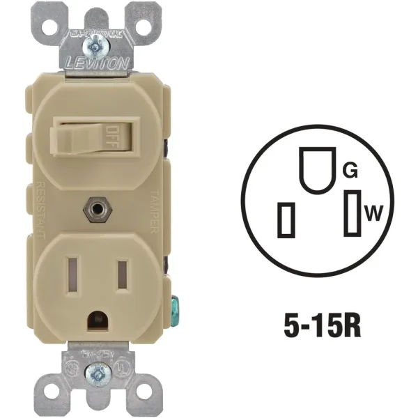 Leviton Ivory 15 Amp Commercial Grade Switch & Outlet