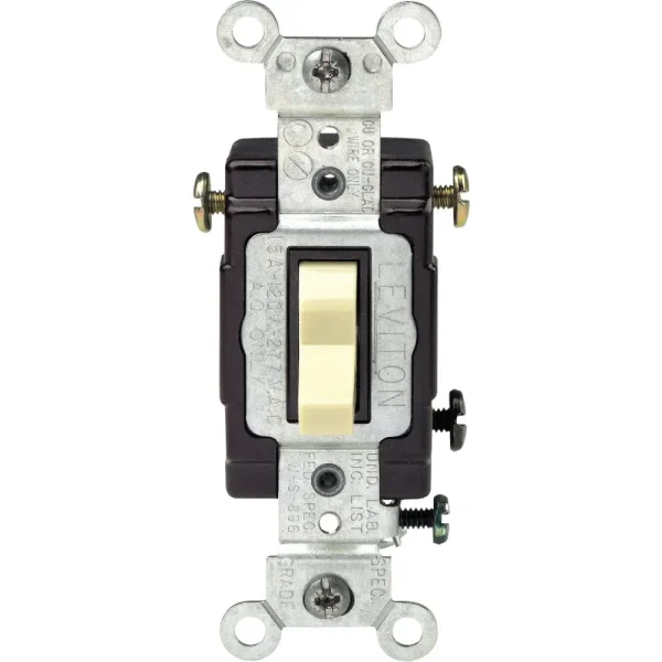 Leviton Illuminated Grounded 15 Amp Ivory Toggle 3-Way Switch