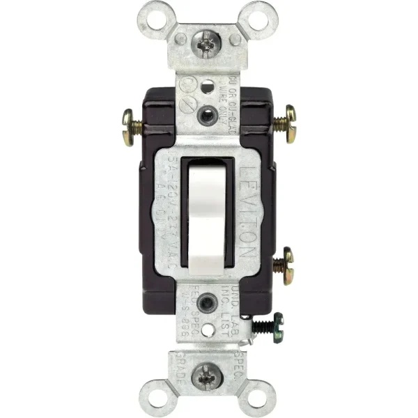 Leviton Illuminated Grounded 15 Amp White Toggle 3-Way Switch