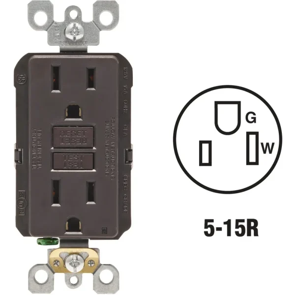 Leviton SmartlockPro Self-Test Brown Residential Grade Rounded GFCI Outlet