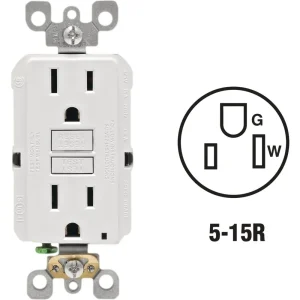 Leviton SmartlockPro Self-Test White Residential Grade Rounded GFCI Outlet