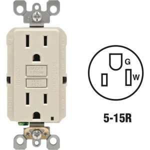 Leviton SmartlockPro Self-Test Light Almond Rounded GFCI Outlet