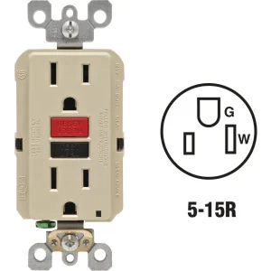 Leviton SmartlockPro Self-Test Ivory Residential Grade GFCI Outlet
