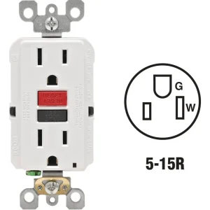 Leviton SmartlockPro Self-Test White Residential Grade 5-15R GFCI Outlet
