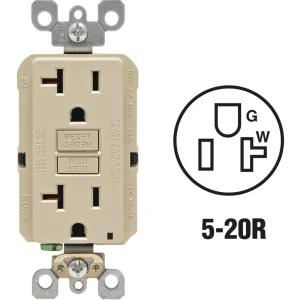 Leviton SmartlockPro Self-Test Ivory Commercial Grade Rounded GFCI Outlet