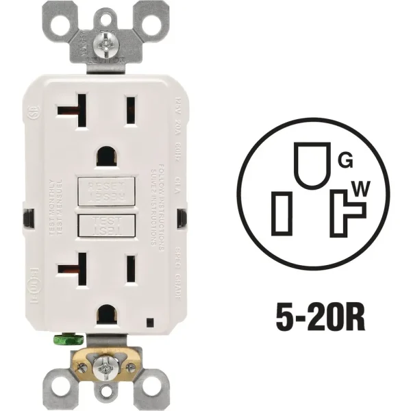 Leviton SmartlockPro Self-Test White Commercial Grade Rounded GFCI Outlet