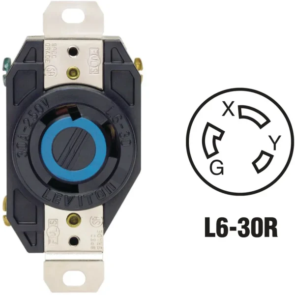 Leviton Black Industrial Grade Locking Outlet Receptacle