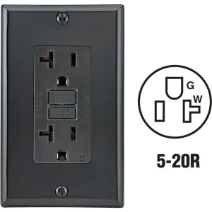 Leviton SmartlockPro Self-Test Black Commercial Grade GFCI Outlet w/Wall Plate