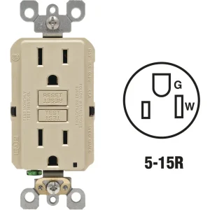 Leviton SmartlockPro Self-Test Ivory Rounded GFCI Outlet, 3-Pack