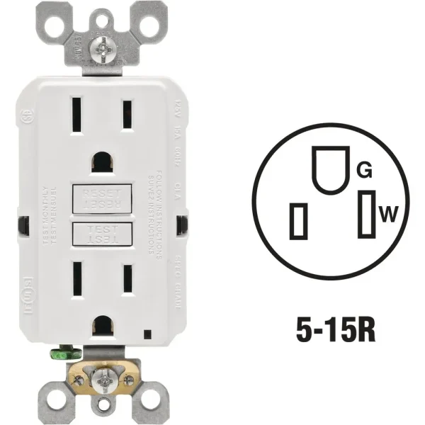 Leviton SmartlockPro Self-Test White Residential Grade GFCI Outlet, 3-Pack
