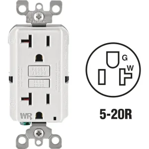 Leviton SmartlockPro Self-Test 20 Amp White Residential Grade GFCI Outlet