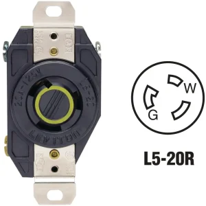 Leviton 20A 125V Black L5-20R Locking Outlet Receptacle