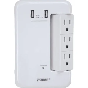 Prime Wire & Cable 6-Outlet Rotating Surge Tap USB Charger