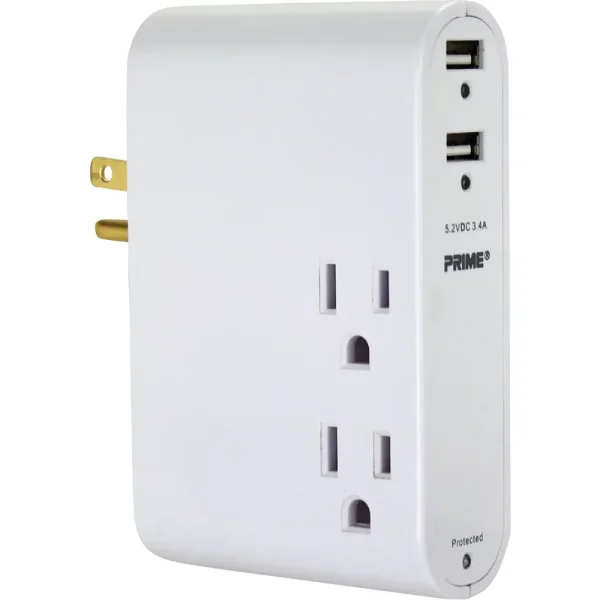 Prime Wire & Cable 3-Outlet Slim Style Usb Charger