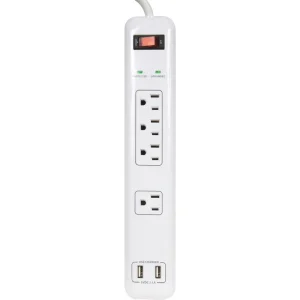 Prime Wire & Cable Surge Protector Strip with USB Charger